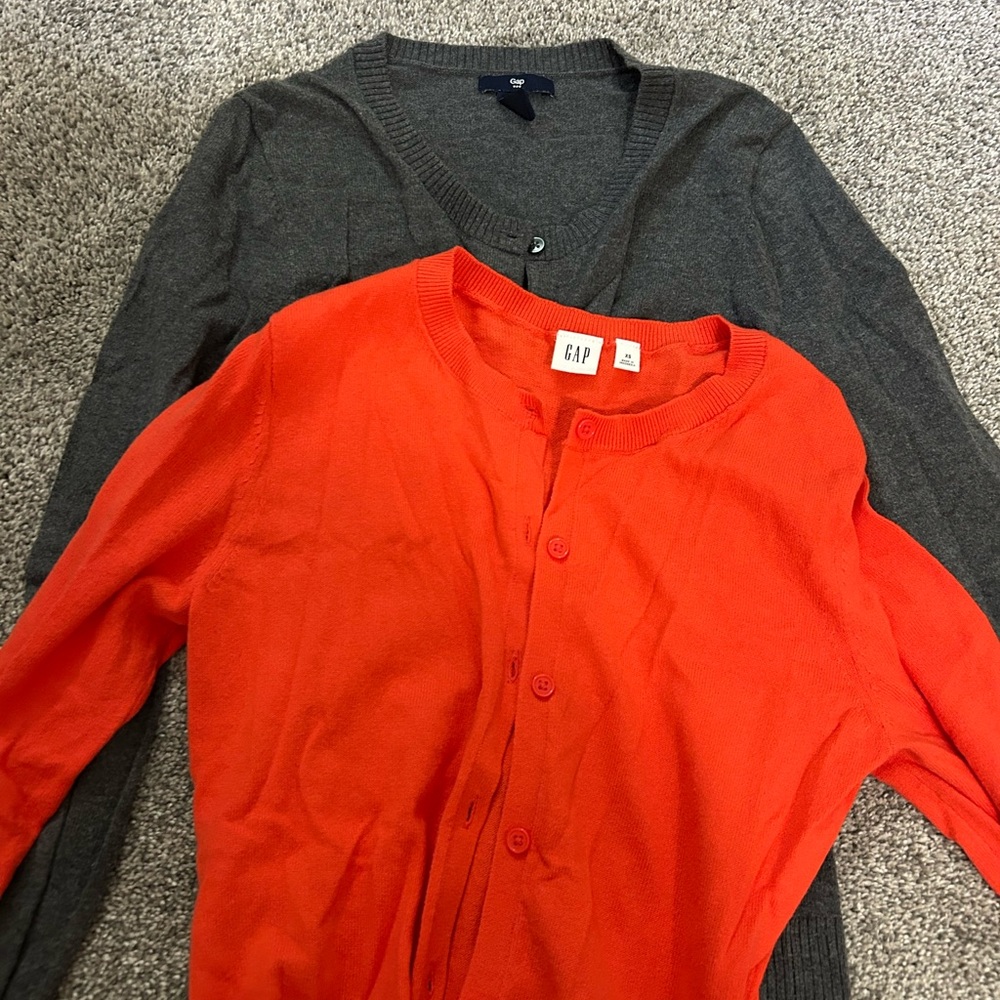 GAP Vibrant Orange and Classic Gray Cardigans